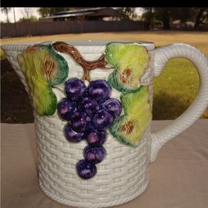 Fritz And Floyd 1 1/2 Quart pitcher with Grapes Basket Weave Preowned